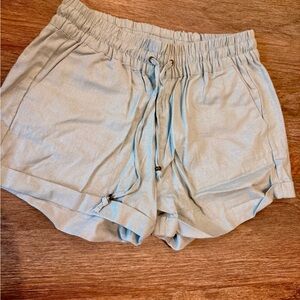 Love Tree Linen Light Blue Women's Tie Waist Shorts